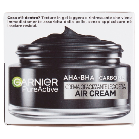Garnier PureActive Air Cream AHA+BHA con Carbone - Crema Opacizzante Leggera 50 ml